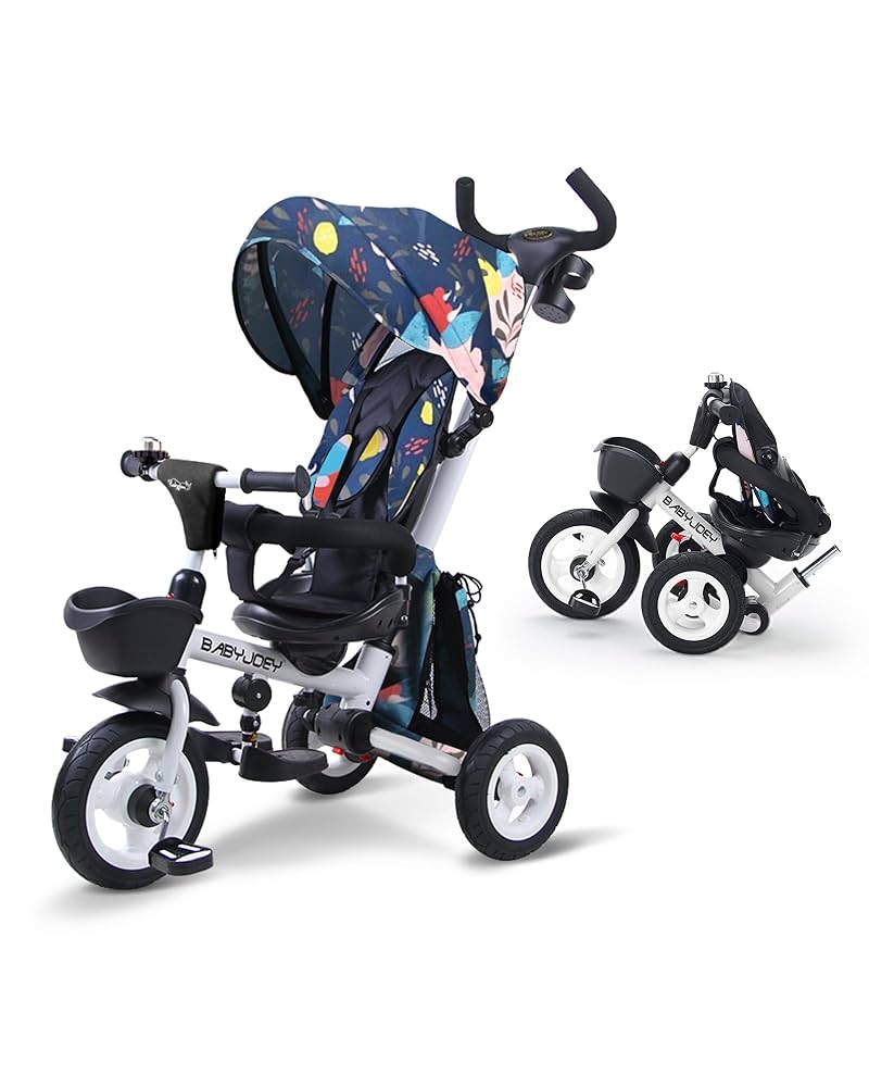 BABYJOEY Baby Tricycle, 6 in 1 Folding Steer Toddler Trike